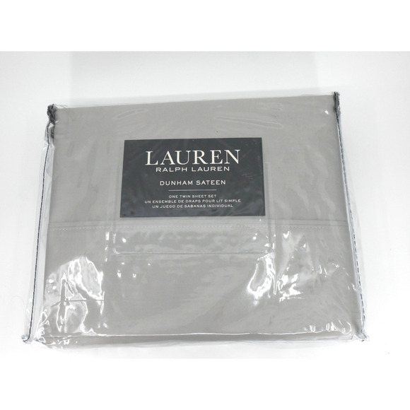 NWT Ralph Lauren Twin Sheet Set Dunham Sateen 300 Thread Count Dove Gray 3pc - Picture 1 of 5